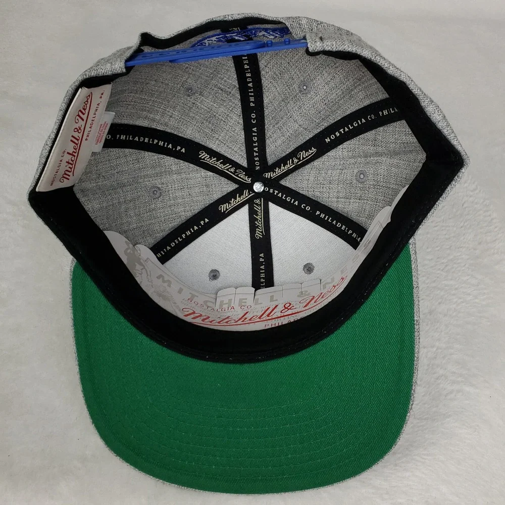 LA‎ Lakers Mitchell & Ness NBA Snapback Hat Cap Script 3D Logo Heather Gray NWT